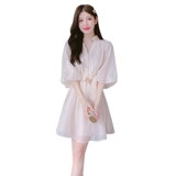 Лампа, фонарь, летнее платье с рукавами, короткая юбка, изысканный стиль, французский стиль, новая коллекция, подходит для подростков, по фигуре