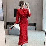 Вечернее платье, бордовое ципао, свадебное платье, зимний лонгслив, подходит для подростков, китайский стиль