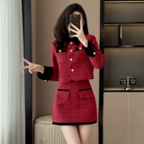 Элитная демисезонная куртка, комплект, мини-юбка, юбка, французский стиль, в стиле Шанель, премиум класс, высокая талия