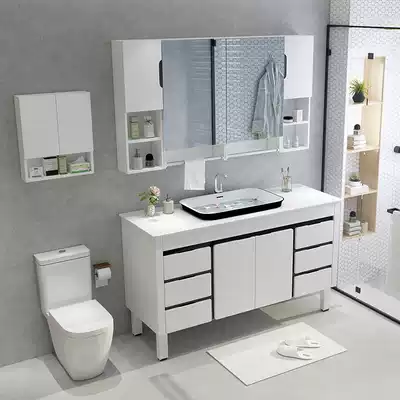 Simple modern bathroom cabinet combination Powder room vanity sink sink Wash basin Toilet bath cabinet Small apartment