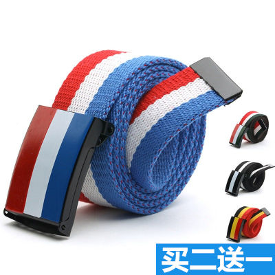 Canvas belts for men and women, student and youth workwear, woven trendy ins belts, young people's button-up military training belts