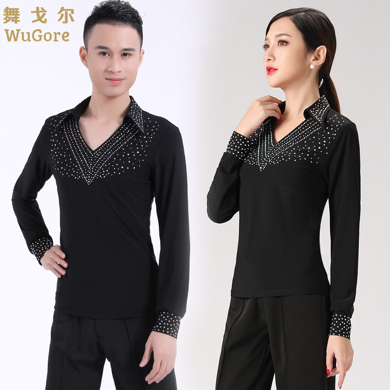 Male and female tennis Red Latin Dance Performance Costume Adults National Standard Friendship Utilita High End Performance Long Sleeves