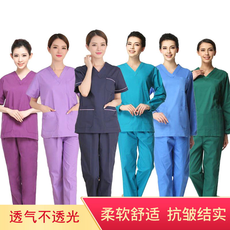 Handwashing Clothes Woman Short Sleeve Suit Summer Thin nurse Oral Surgeon Operating room pure cotton long sleeve brushed handmade