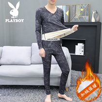 Playboy warm set mens close-fitting autumn trousers tight youth bottoming velvet underwear underwear