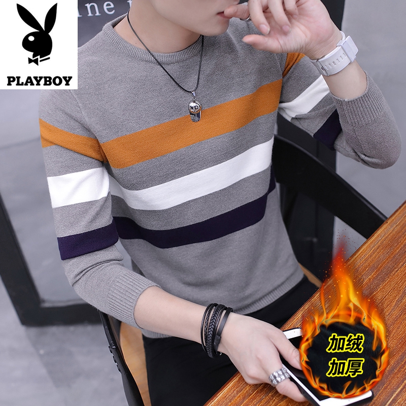 Playboy mùa đông cao cổ áo len nam dày ấm quần áo của nam giới Hàn Quốc phiên bản của tự trồng knit đáy áo triều