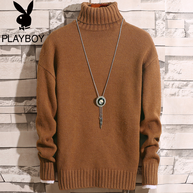 Playboy mùa đông cao cổ áo len nam dày ấm quần áo của nam giới Hàn Quốc phiên bản của tự trồng knit đáy áo triều