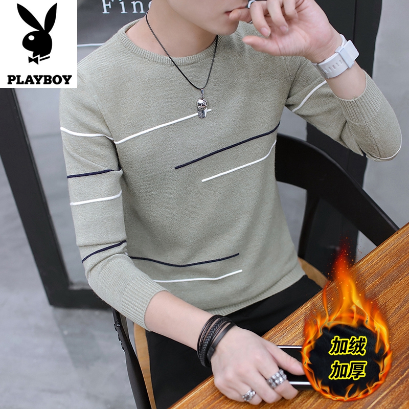 Playboy mùa đông cao cổ áo len nam dày ấm quần áo của nam giới Hàn Quốc phiên bản của tự trồng knit đáy áo triều