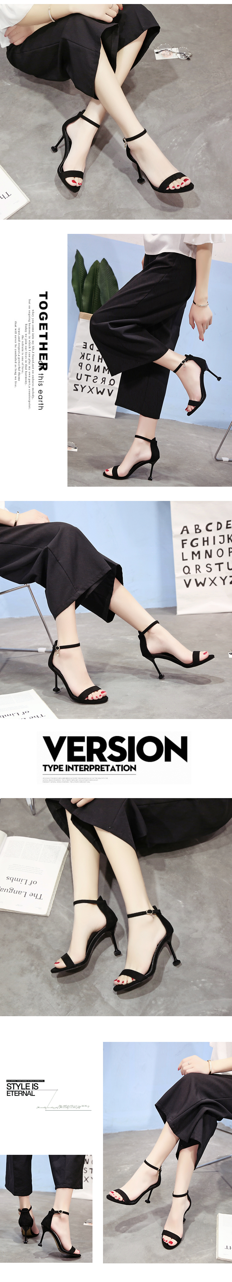 Mèo gợi cảm với sandal nữ mùa hè với big East 2018 phiên bản tiếng Hàn mới của khóa chữ hoang dã với hở ngón trong giày cao gót sandal nữ đi học