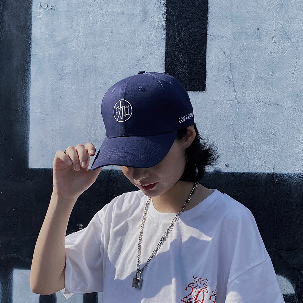 Coffee Man) Dark Blue Embroidered Cap Barista Hat COFFEEMAN Baseball Cap