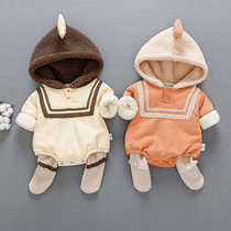 Baby jumpsuit Long sleeve triangle bag fart suit Newborn clothes Spring and autumn suit Mens and womens baby ha clothes climbing clothes winter