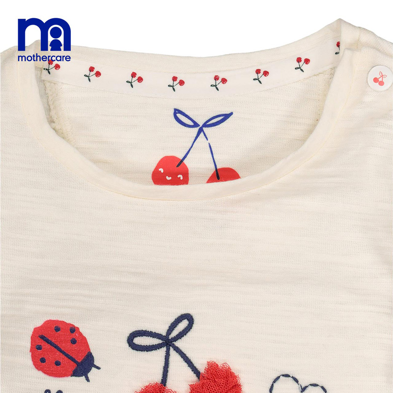 Mothercare Anh bé gái dài tay áo thun bé mùa xuân bé bé bông quanh cổ áo chỉnh sửa in.