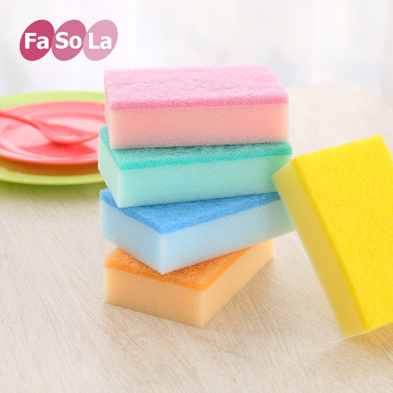 Japan FaSoLa Kitchen Clean Bifacial Baggy Cloth Sponge Wipe Thickened Brush Pan Dishwashing Decontamination Sponge 5 Clothes