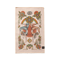 GinGinKing 丨 Yoga small shop towel sweat towel towel original OLDSCHOOL TATTOO pattern