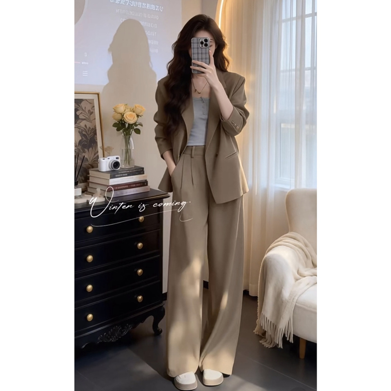 Elegant Women's Suit Set 2026 Spring New Commuter Professional Blazer and Pants Two-Piece Set Interview Outfit for Women