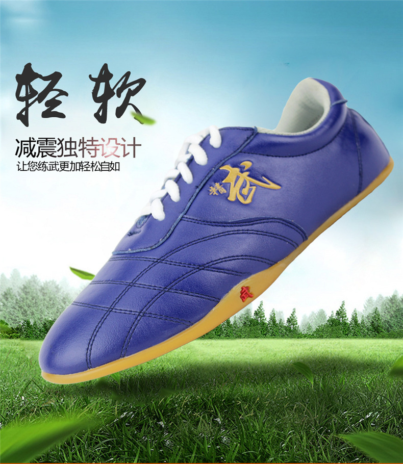 Qiao Shang Professional Martial Arts Shoes Tai Chi Shoes Thin Sole Soft Leather Tendon Bottom Practice Shoes Kung Fu Shoes Martial Arts Special Shoes