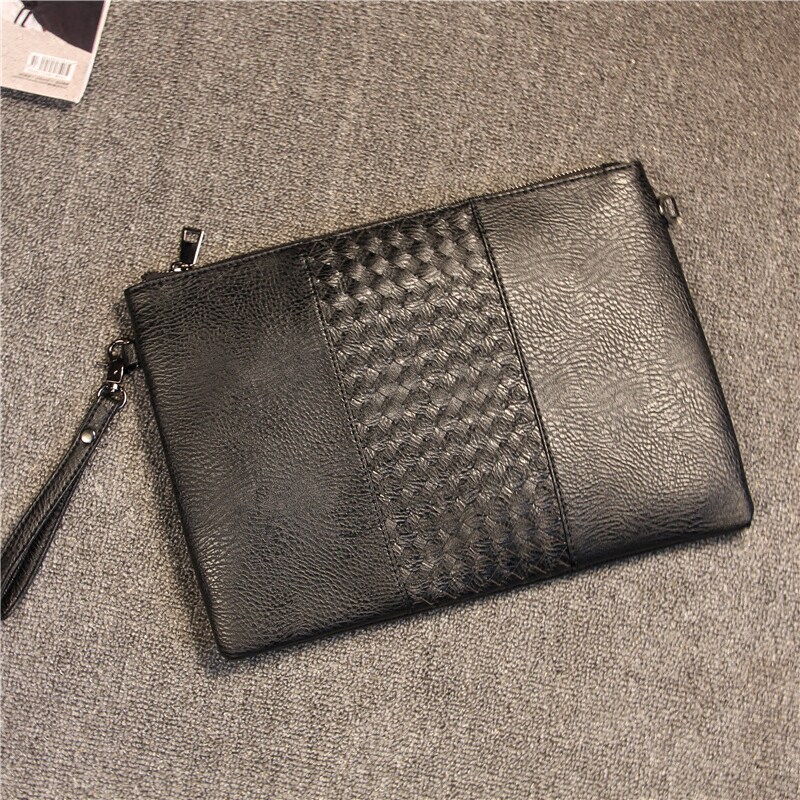 韩搬男包潮流手包2017新款 编织时尚手拿包休闲单肩挎包a4文件包