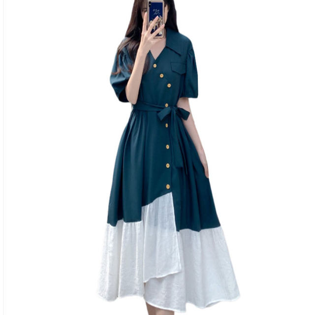 Plus size women's French retro irregular shirt dress female fat sister cover belly long foreign style chiffon shirt