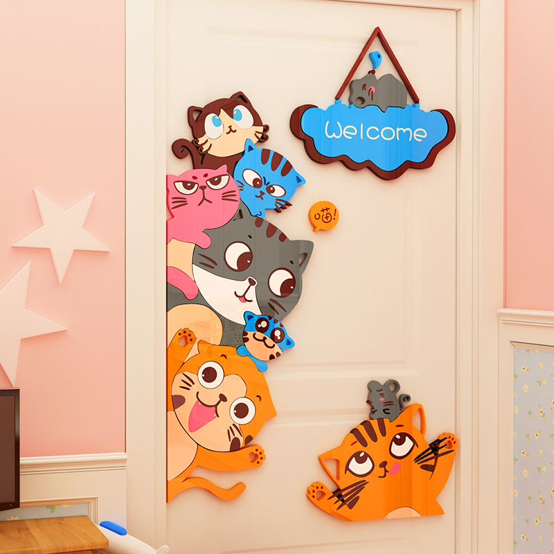 Children's room Bedroom decoration Baby room Placement door Sticker Wall Sticker 3d Solid acrylic sticker Painted Wall Cartoon