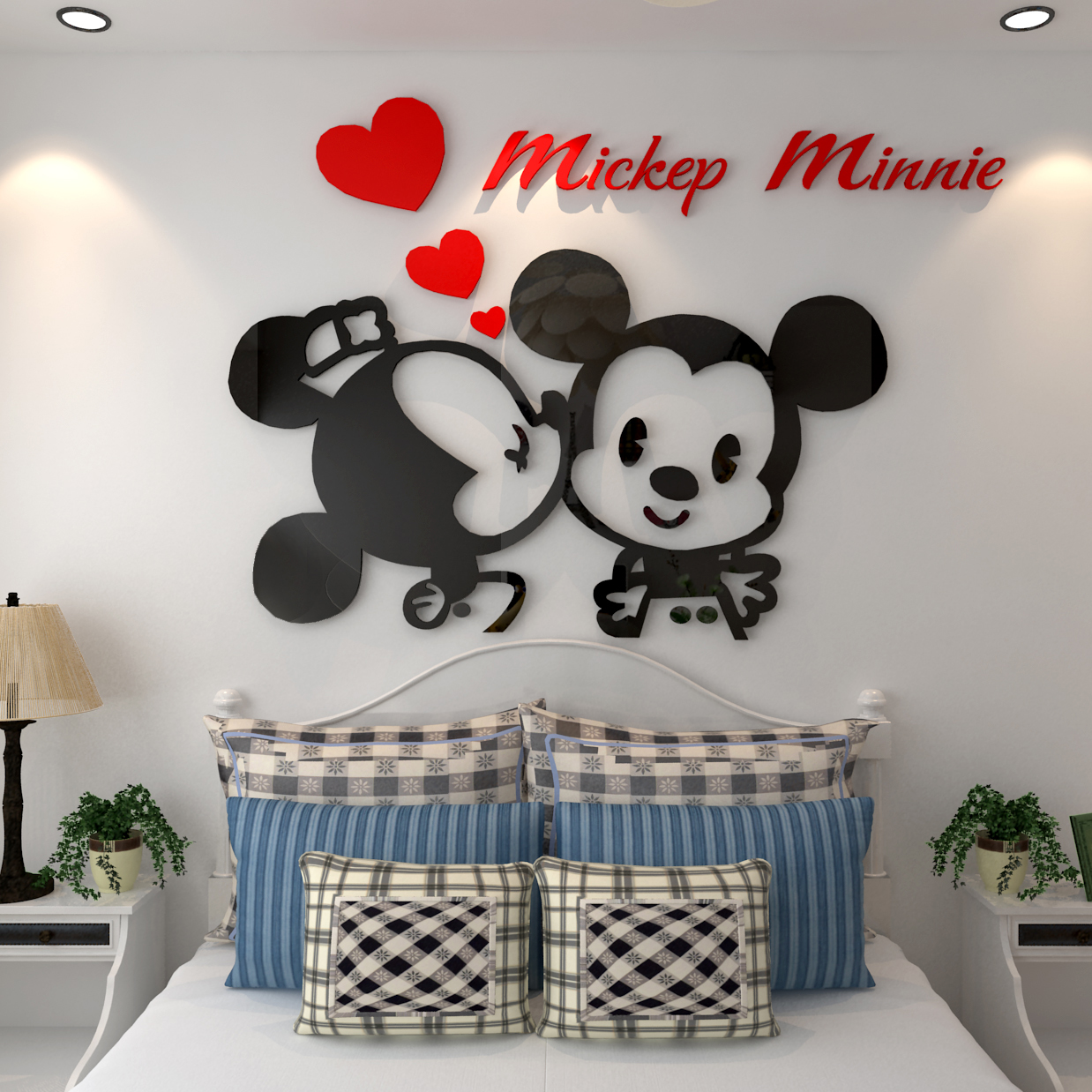 Cartoon Wall Sticker Mickey Mouse Children Room Decoration Mic Stickers Bedroom Wall wall Painting 3d Solid Wall Acrylic