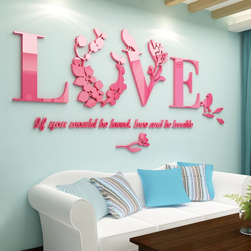 love wall stickers TV background fresco sleeping room decorations New wedding room arrangement home headboard renovation