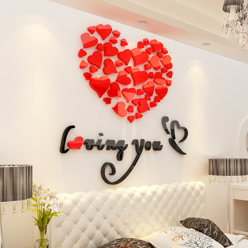 love Heart Shaped Wedding Room Setup Bedroom Decoration Tip Backdrop Remodeling Theme Hotel Wall Sticker Wallpaper