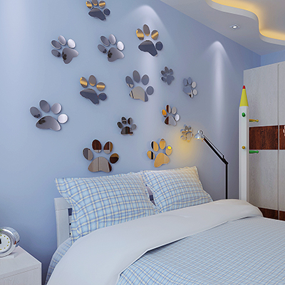 Dog Paw Mirror Feet Print Pet Store Background Children's Room Clothing Sleeper room Placement headboard Rehabilitation Kindergarten Ring Creation