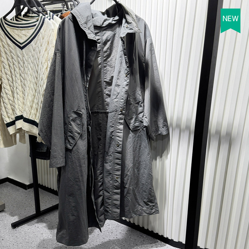 Cabinet 799! New Autumn Men's Loose-Fitting Hooded Long Thin Trench Coat Casual Parka Jacket 9621905 809