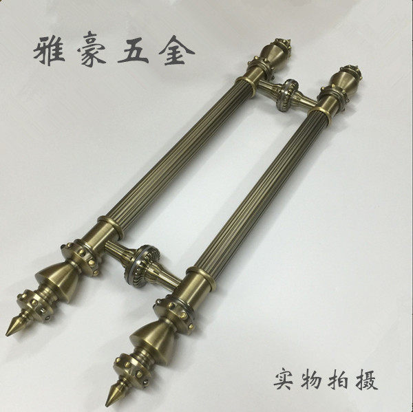 Glass door handle antique door handle European stainless steel large handle wooden door handle KTV bronze handle