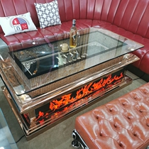 New KTV coffee table European-style stainless steel rose gold table bar club coffee table bar bar chair sofa combination