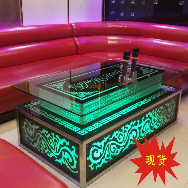 KTV coffee table luminous European stainless steel glass bar card seat bar bar 2021 new custom KTV table