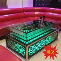 KTV coffee table luminous European stainless steel glass bar card seat bar bar 2021 new custom KTV table