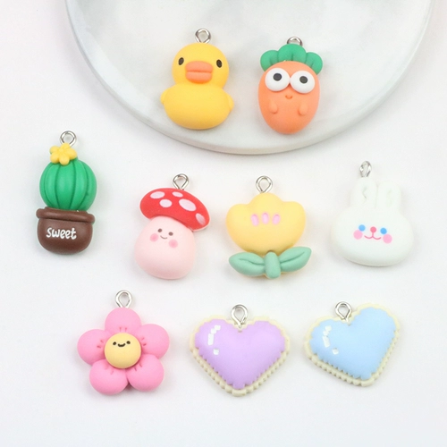 B.Duck, креативный мультяшный аксессуар с аксессуарами, кролик с грибочками-гвоздиками, подвеска, «сделай сам», в цветочек
