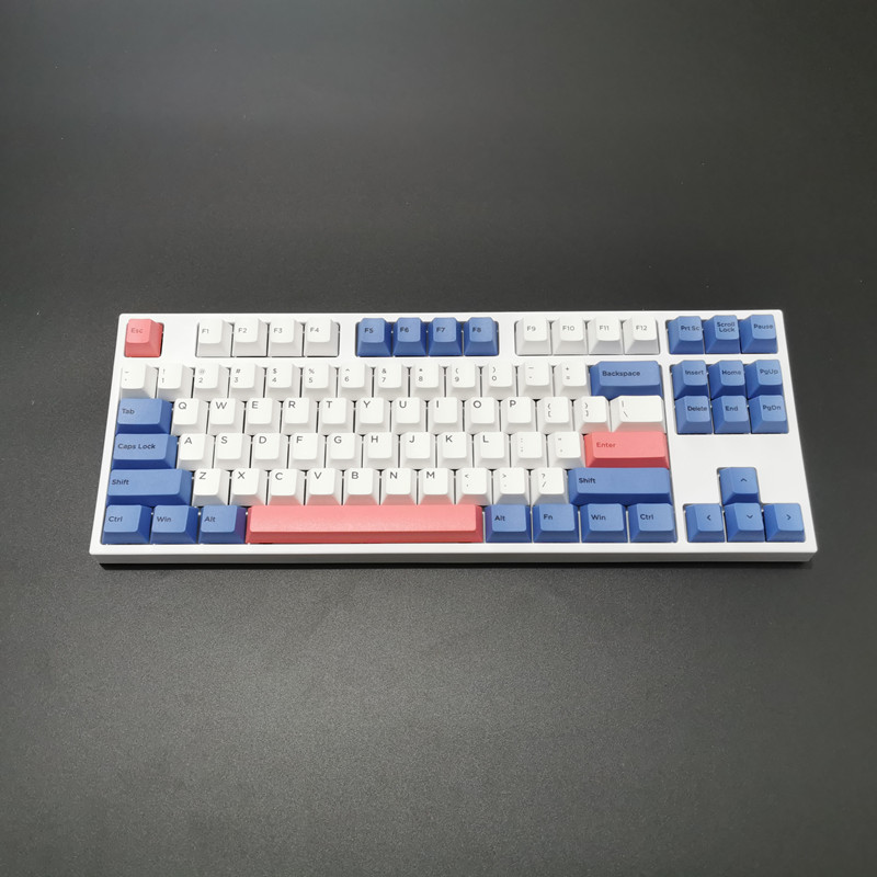 A Sichuan Guest-made Violet gk87 GK108cherry Shaft Mechanical Keyboard Hot Sublimation Keycap Tea Shaft Silver Shaft
