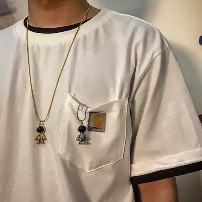 ins European and American Tide brand necklace men hip hop personality astronaut spaceman pendant female Net Red couple tide jewelry