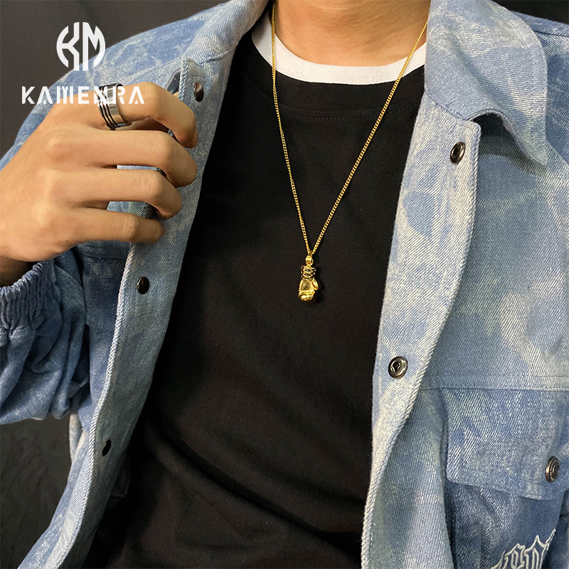 Ins super-fire American tide brand Chen Guanxi with the same fist set pendant men's and women's fitness energy necklace personality hanging jewelry