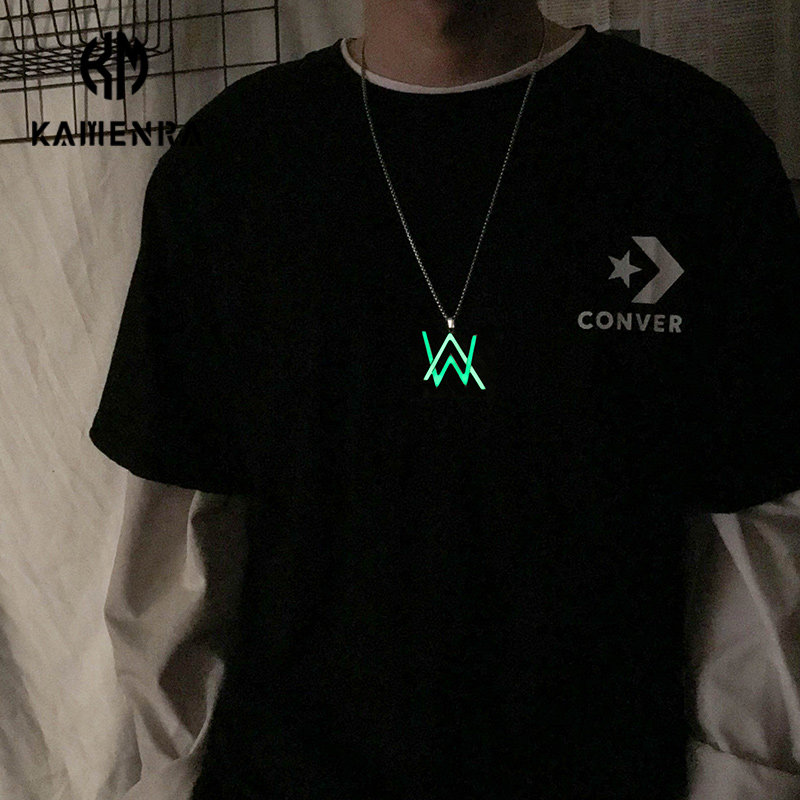 European and American fashion brand necklace male hip hop Alan Walker Alan Walker electric luminous bungee pendant pendant female