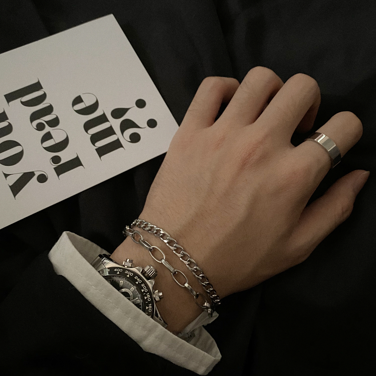 Carmen's small crowddesign double layer splicing handmade personality 100 hitch lukewarm wind hip hop human male and female titanium steel ornaments