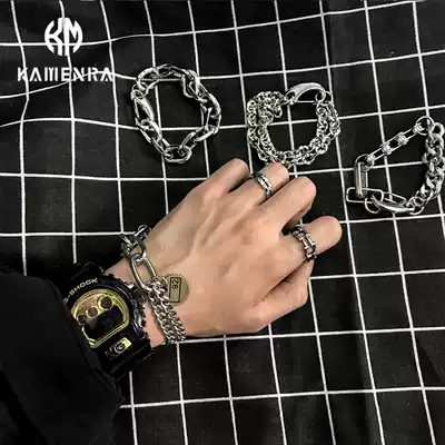 Korean version of ins cold wind hand male tide hip hop personality exaggerated thick chain jewelry hiphop titanium steel bracelet female