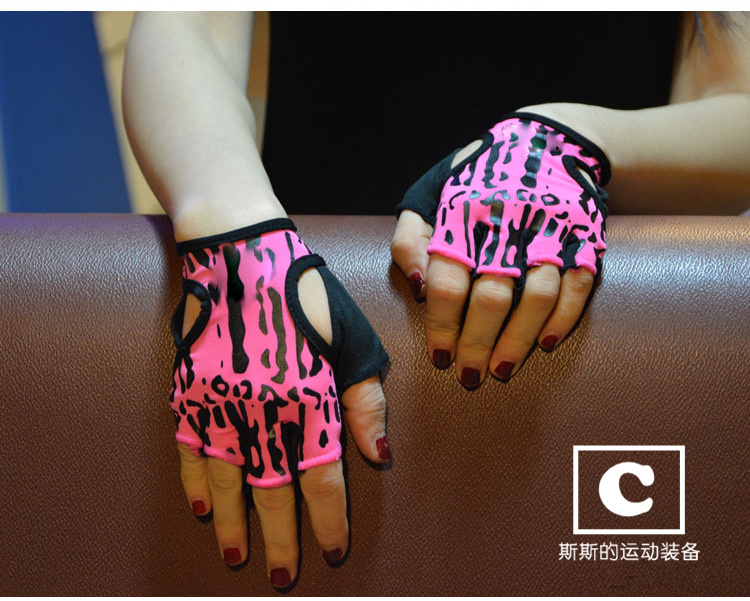 Của phụ nữ Leopard Nâng Găng Tay Sắt Ngón Semi-finger Thể Dục Thể Thao Găng Tay Đào Tạo Đi Xe Ngoài Trời Mỏng Găng Tay Thở găng tay lưới