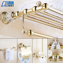 European bath towel rack Nordic towel rack set Golden bathroom shelf Bathroom hardware pendant can be free of holes