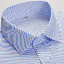 Spring and summer blue striped shirt female professional temperament overalls shirt OL bank overalls long sleeve large size inch clothes