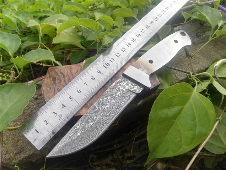 Plant Direct Damascus Steel Straight Knife Strip Blade Blank DIY semi-finished outdoor handmade cutter accessories