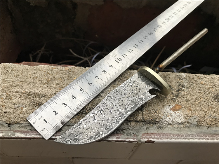 Outdoor new Damascus forged steel straight knife handmade DIY knife tool bar high hardness bending knife-Taobao