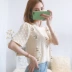 Bạn gái có thể thay đổi 2020 Pháp mùa xuân và mùa hè mới retro cáp móc cotton dệt kim áo thun cổ tròn - Đan Cardigan