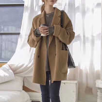 Double-sided cashmere coat women 2021 New loose double-sided suit small short high-end woolen coat