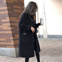 Double-sided cashmere coat womens long high-end double-sided woolen doll collar 2021 autumn and winter New woolen coat