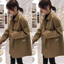 High-end double-sided cashmere coat womens long loose doll collar double-sided woolen Autumn New woolen jacket