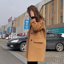 European high-end Camel double-sided cashmere coat womens long double-sided suit Autumn New woolen jacket