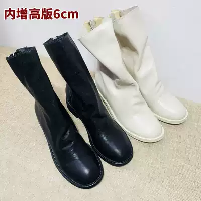 guidi booties Rear zipper inner heightening Martin boots women's British single boots pleated inverted boots leather mid-barrel boots spring and autumn