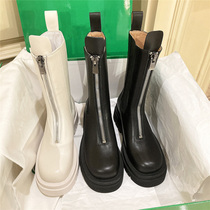 Thick-soled Martin boots womens British style summer 2021 thin front zipper increased middle tube cigarette tube Chelsea boots